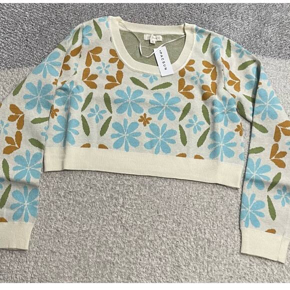 NWT Pacsun LA Heart Women's Size XS Floral Lazy Day Sweater Multicolor - Picture 1 of 12
